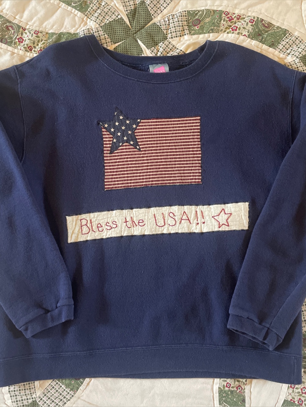 Vintage Hanes Crewneck Patriotic Reworked Upcycled Medium